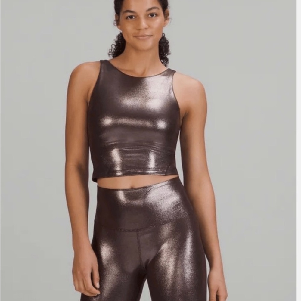 LULULEMON ALIGN HIGH NECK TANK TOP SHINE RADIATE FOIL PRINT FRENCH PRESS - size